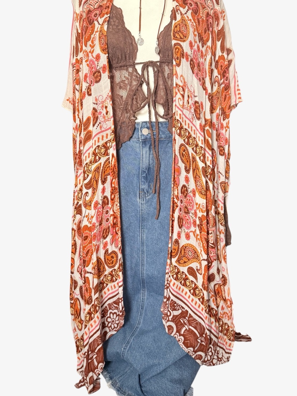 Nicole Miller Boho Kimono Cardigan One Size